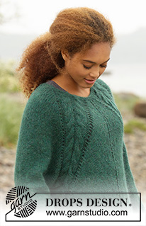 Emerald Queen / DROPS 171-1 - Knitted DROPS tunic with deep raglan and cables, worked top down in ”Air”. Size: S - XXXL.