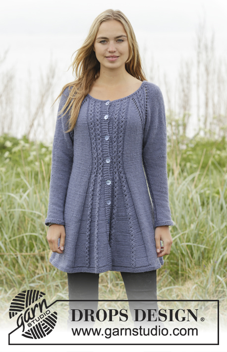 Lobelia / DROPS 171-14 - Knitted DROPS jacket with raglan and cables, worked top down in ”Nepal”. Size S-XXXL.
