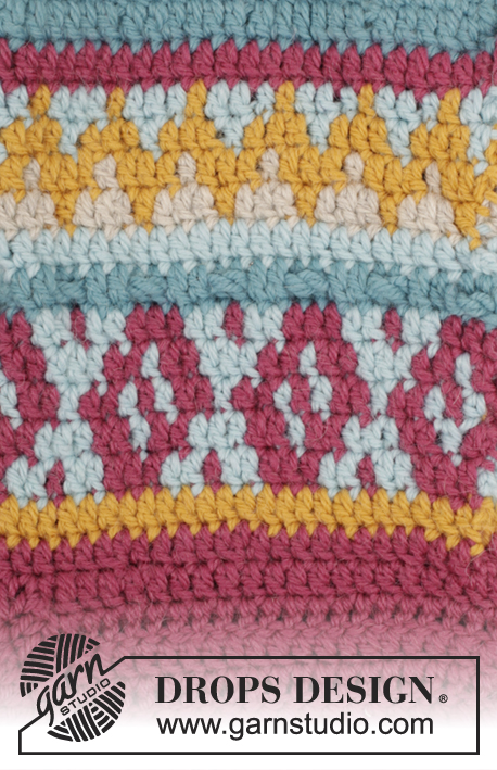 Rock Them Socks / DROPS 172-19 - Chaussons DROPS au crochet, avec jacquard multicolore, en Nepal. Du 35 au 43