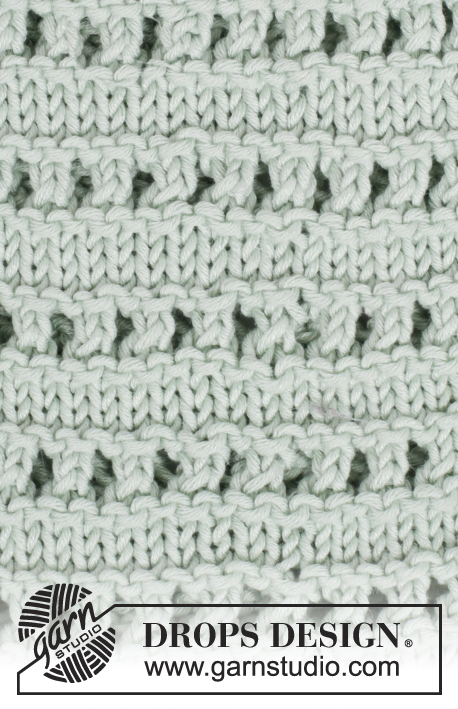 Petronella / DROPS 175-31 - Raglánový pulovr s ažurovým vzorem a ¾ rukávem pletený shora dolů z příze DROPS Muskat. Velikost: S-XXXL.