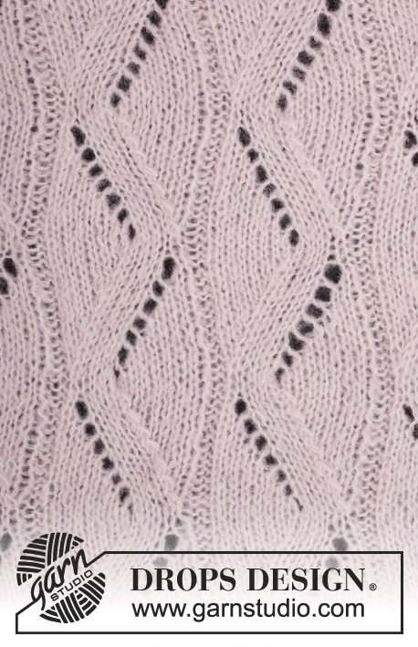 With Me / DROPS 176-29 - Poncho rendado, tricotado de um lado ao outro com 2 fios DROPS Brushed Alpaca Silk. Do S ao XXXL.