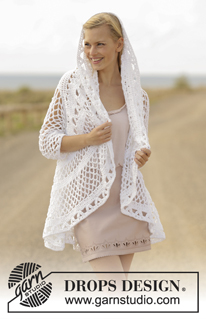 A Flair for Spring / DROPS 177-10 - Crochet jacket worked in a circle with lace pattern in DROPS Paris. Size: S - XXXL