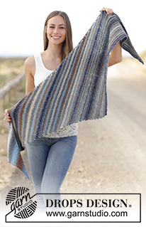 Lynette / DROPS 178-10 - Knitted shawl in garter stitch in DROPS Big Delight.