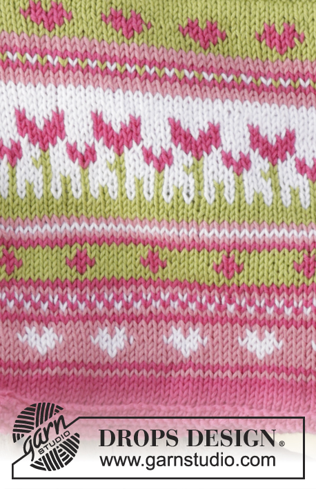 Always Spring Potholder / DROPS 178-19 - Knitted potholder with multi-coloured pattern in DROPS Safran.