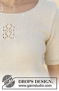 Istanbul / DROPS 178-63 - Top with wave pattern and lace pattern, worked bottom up in DROPS Safran. Sizes S - XXXL.