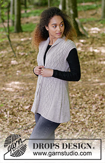 Morgan's Daughter Vest / DROPS 179-13 - Knitted vest with shawl collar, cables and A-shape, worked top down. Sizes S - XXXL.
The piece is worked in DROPS Flora.