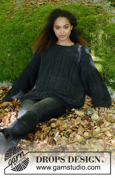 Douce Nuit / DROPS 179-16 - Knitted jumper with cables and moss stitch. Sizes S - XXXL.
The piece is worked in DROPS Alaska.