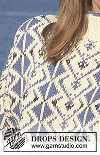 Diamond Link Sweater / DROPS 18-16 - Pull DROPS jacquard géométrique, en  “Paris”. Pour homme ou femme. Du  S au L 