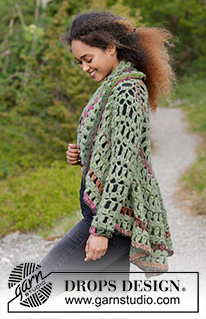 Forest Cycle / DROPS 180-12 - Crochet circle jacket with stripes. Sizes S - XXXL.
The piece is worked in DROPS Air and DROPS Big Delight.