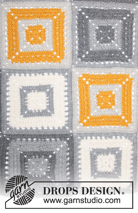 Tangy Squares / DROPS 180-17 - Crochet blanket with crochet squares.
The piece is worked in DROPS Nepal.