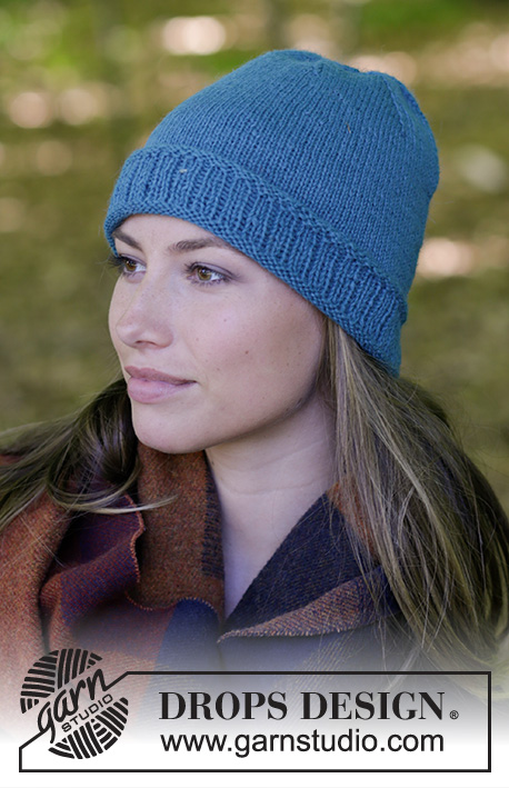 Tamineh / DROPS 182-23 - Knitted hipster hat with edge in rib.
Piece is knitted in DROPS Merino Extra Fine.