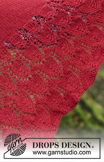 Fuego de Dragon / DROPS 183-17 - Strikket sjal med kant i hulmønster.
Arbejdet er strikket i DROPS BabyAlpaca Silk
