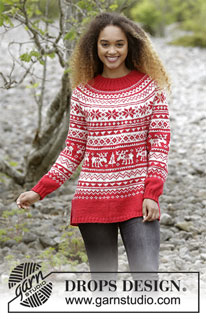 Season Greetings / DROPS 183-5 - Knitted Christmas sweater with round yoke and multi-colored Nordic pattern, worked top down. Sizes S - XXXL The piece is worked in DROPS Karisma.