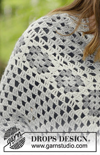 Hygge / DROPS 184-23 - Crocheted poncho with granny squares and double treble crochet groups. Size: S - XXXL Piece is crocheted in 2 strands DROPS Alpaca.