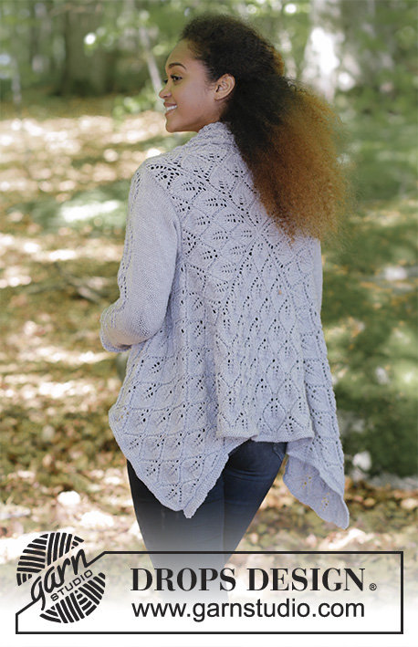 Don't Leaf Me Behind / DROPS 184-32 - Knitted square jacket with lace pattern. Sizes S - XXXL.
The piece is worked in DROPS Cotton Merino.