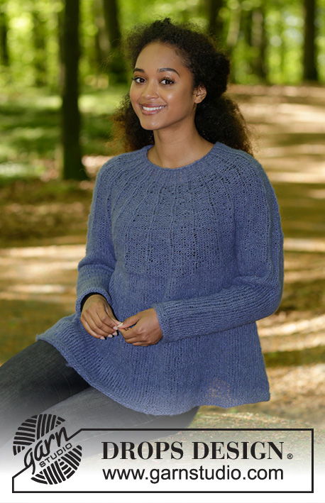Fleur de Lavande / DROPS 184-4 - Knitted jumper with round yoke, rib and A-shape, worked top down. Sizes S - XXXL.
The piece is worked in DROPS Brushed Alpaca Silk.