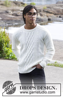 Siberia / DROPS 185-2 - Men’s knitted jumper with cables. Sizes 13/14 years – XXXL. 
The piece is worked in DROPS Merino Extra Fine.