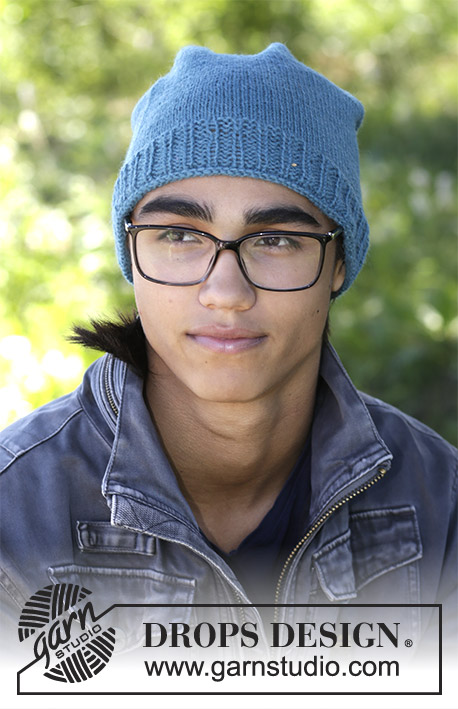 Tamineh / DROPS 185-24 - Men’s knitted hat with ribbed edge. Sizes S/M – L/XL. The piece is worked in DROPS Lima.