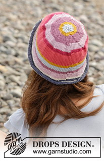 Beach Jazz / DROPS 190-36 - Knitted hat with stripes. Piece is knitted in DROPS Paris.