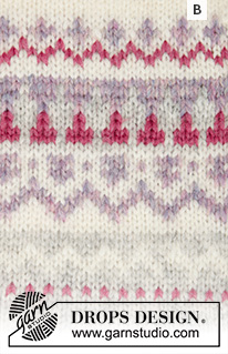 Nougat / DROPS 191-12 - Sweter przerabiany od góry do dołu, z zaokrąglonym karczkiem i żakardem norweskim, z włóczki DROPS Air. Od S do XXXL.