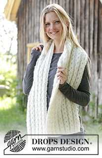 Polar Winter / DROPS 192-20 - Knitted scarf in DROPS Air and DROPS Brushed Alpaca Silk. Piece is knitted back and forth with texture.