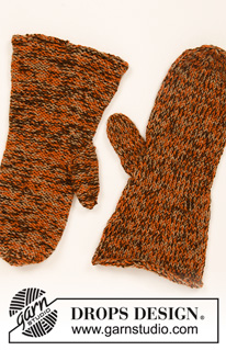 Gingersnaps / DROPS 192-25 - Moufles feutrées tricotées avec 3 fils DROPS Alpaca.