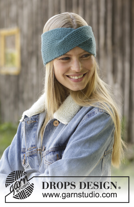Polar Twist / DROPS 192-26 - Knitted head band in DROPS Puna. Piece is knitted in rib and with cable mid front.