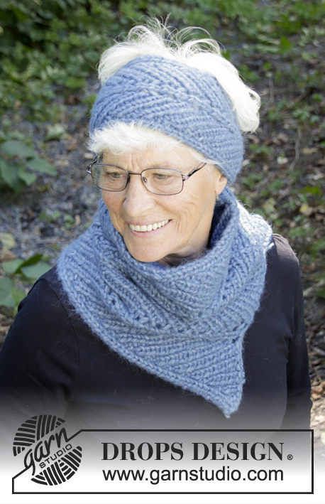 Northern Breeze / DROPS 192-53 - Knitted head band in 2 strands DROPS Air. Piece is knitted sideways in rib with displacement.
Knitted neck warmer in 2 strands DROPS Air. Piece is knitted sideways in rib with displacement.