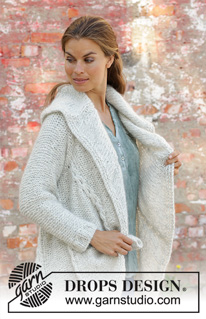 Empress / DROPS 194-17 - Knitted long circle jacket in 1 strand DROPS Air and 1 strand DROPS Brushed Alpaca Silk. The piece is worked in the round in a circle with texture. Sizes S - XXXL.