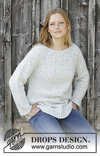 Fritid / DROPS 195-31 - Knitted jumper with round yoke in DROPS Air. The piece is worked top down with false Enlgish rib and A-shape. Sizes S - XXXL.