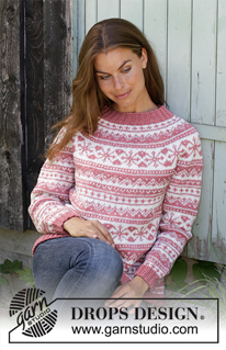 Selvik / DROPS 196-18 - Knitted jumper in DROPS Merino Extra Fine or DROPS Karisma. The piece is worked top down with round yoke and Nordic pattern. Sizes S - XXXL