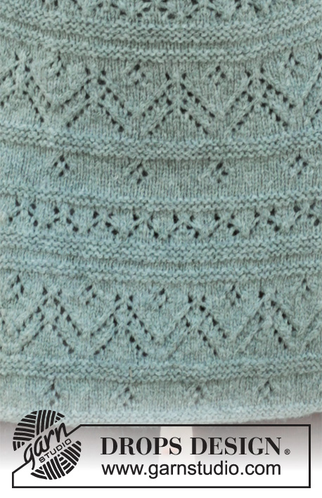 Mint Tulip / DROPS 196-38 - Knitted skirt in DROPS Sky. The piece is worked top down with lace pattern and garter stitch. Sizes S - XXXL.