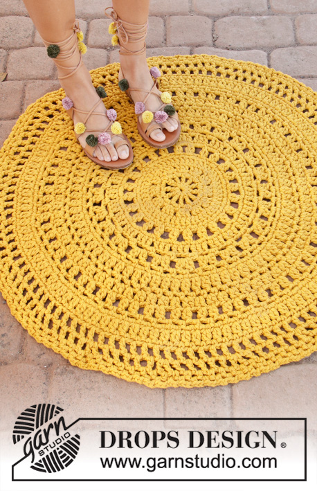Sunblast / DROPS 198-6 - Crocheted carpet in DROPS Paris. Crocheted in the round in 3 strands Paris.