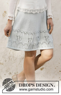 Spring Tulip / DROPS 199-45 - Knitted skirt in DROPS Muskat. The piece is worked with lace/tulip pattern. Sizes S - XXXL