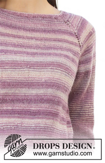 Summer Berries / DROPS 201-13 - Knitted sweater in DROPS Delight. Piece is knitted top down with raglan, ¾ sleeves and A-shape. Size: S - XXXL