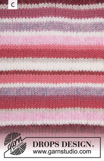 Happy Stripes / DROPS 202-1 - Kahekordsest DROPS Air lõngast ülevalt alla kootud laiade raglaan varrukatega ja triipudega džemper suurustele S kuni XXXL