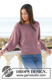 Summers End / DROPS 202-33 - Knitted sweater with moss stitch, balloon sleeves and tight rib in DROPS Merino Extra Fine.
Sizes S – XXXL.