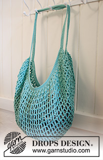 Hedera Tote / DROPS 202-40 - Crocheted tote bag in DROPS Muskat. Piece is crocheted in mesh pattern.