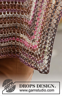Fragrance of Fall / DROPS 203-21 - Crocheted shawl in DROPS Fabel. Piece is crocheted top down with stripes.
