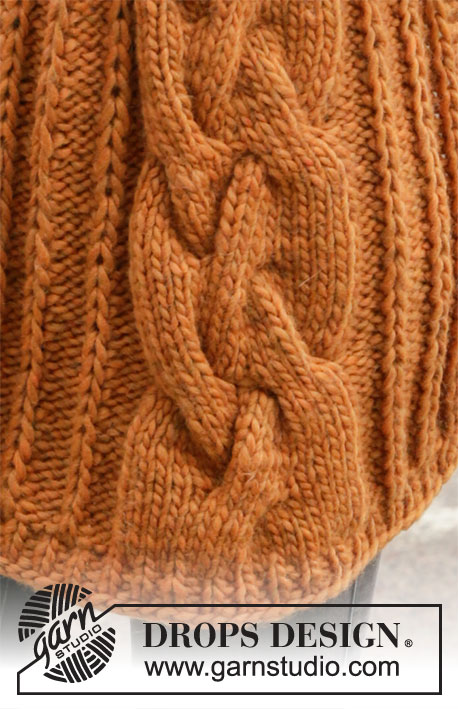 Autumn Twist / DROPS 204-10 - Bonnet et écharpe tricotés en DROPS Snow ou DROPS Wish, avec point texturé et torsades.
