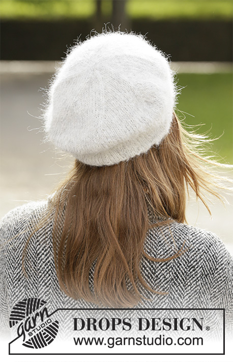 Snow Falling / DROPS 204-12 - Knitted beret in DROPS Melody.