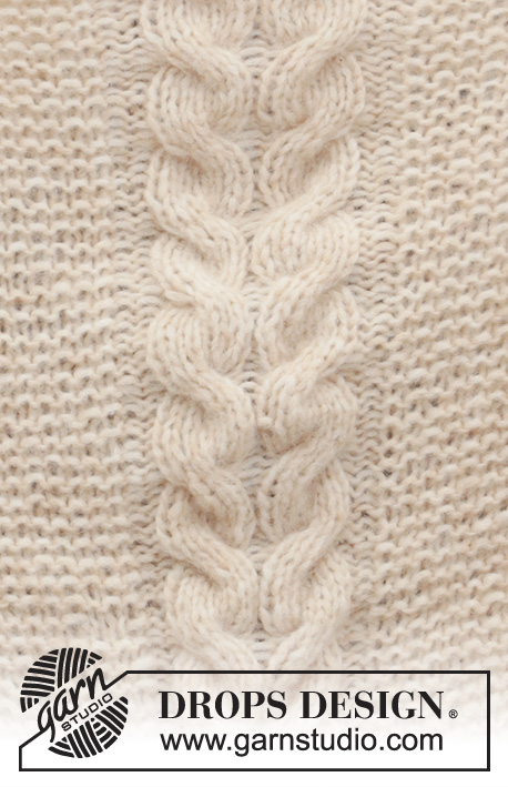 Prairie Winter / DROPS 204-49 - Stickad mössa och sjal med rätstickning och flätor i DROPS Air
