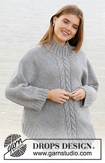 Northern Exposure / DROPS 205-2 - Knitted poncho-sweater with raglan in DROPS Nepal. The piece is worked top down with cables and high neck. Sizes S - XXXL.