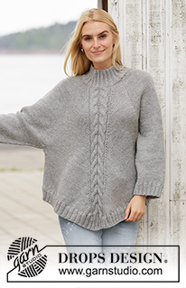 Northern Exposure / DROPS 205-2 - Knitted poncho-sweater with raglan in DROPS Nepal. The piece is worked top down with cables and high neck. Sizes S - XXXL.