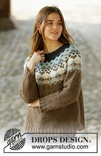 Winter Fjords / DROPS 207-21 - Knitted sweater with round yoke in DROPS Air. Piece is knitted top down with Nordic pattern. Size: S - XXXL