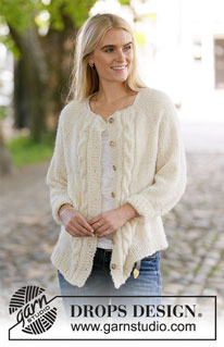 December Sands Jacket / DROPS 207-25 - Knitted jacket with raglan in DROPS Brushed Alpaca Silk and DROPS Alpaca. Piece is knitted top down with cables. Size: S - XXXL