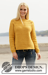 Sunny Trails / DROPS 207-28 - Crocheted sweater with raglan in DROPS Lima. The piece is worked top down with stripes in texture with quadrouple-treble crochets. Sizes S - XXXL.