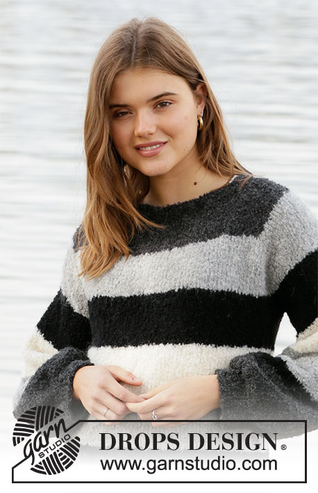 Row by Row / DROPS 207-38 - Knitted jumper with stripes in DROPS Alpaca Bouclé. Worked top down. Size: S - XXXL