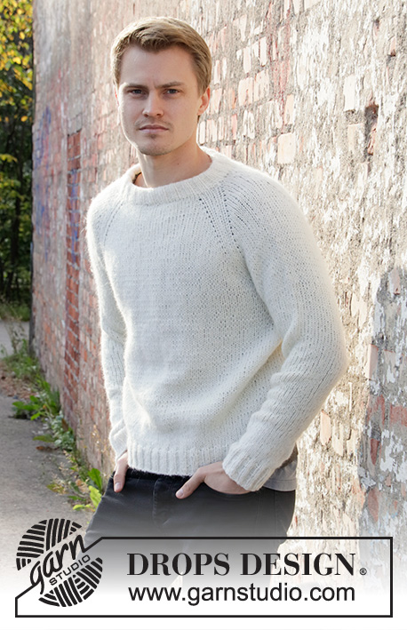 Carly Pullover / DROPS 208-1 - Knitted jumper with raglan for men, worked top down. Sizes S - XXXL. The piece is worked with DROPS Air.