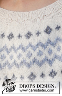 River Challenge / DROPS 210-1 - Gebreide trui met Scandinavisch patroon in DROPS Sky. Het werk wordt van boven naar beneden gebreid met ronde pas. Maten S - XXXL.